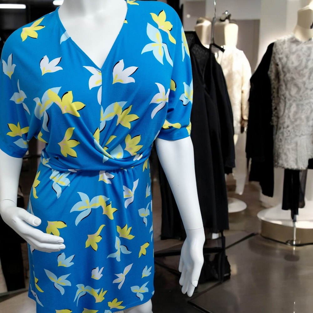 Worthington Blue and Yellow Floral Mini Dress